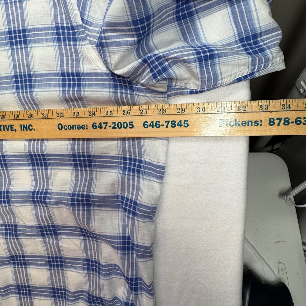 Peter Millar Crown Crafted Mens XXL Blue White Plaid Flex Finish Cotton Shirt - Picture 7 of 8